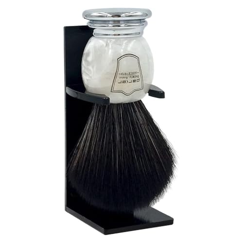 Parker Ultra Soft Synthetic Shaving Brush with Marbled Handle & Stand ? 22mm Knot, Vegan, Fast-Drying, Cruelty-Free, Barbershop Quality, Gentle on Sensitive Skin, Builds Rich Cream & Soap Lather