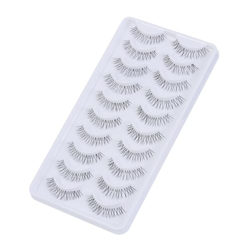outopen 10 Pairs Natural Lashes That Look Like Extensions 5-13MM Short False Eyelashes Handmade Clear Band Wispy Eyelashes For Daily Work Lashes Easy To Apply (A01)