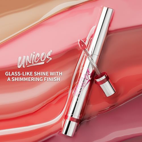 Unicos Dual-Side Lip Plumper Gloss, Fruit Flavored, Moisturizing, Non-Sticky, Vegan, Cruelty-Free, 0.09 oz (Peach Smoothie, Regular), Valentine's Day, Gifts for Her