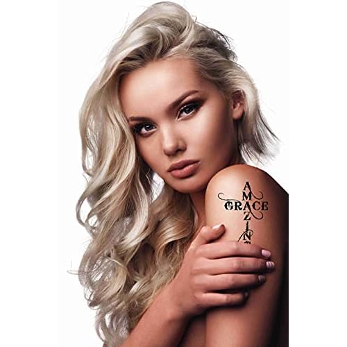 6 Sheets Temporary Tattoos Cross Grace Amazing Temporary tattoo Neck Arm Chest