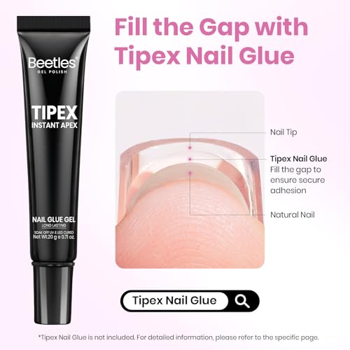 Beetles Tipex Lite Pre-Built Apex Nail Tips, Almond Medium,16 Sizes | 00-14, Flat-Nail Friendly Acrylic Tips for Natural Nail Beds, Easy for Beginner DIY