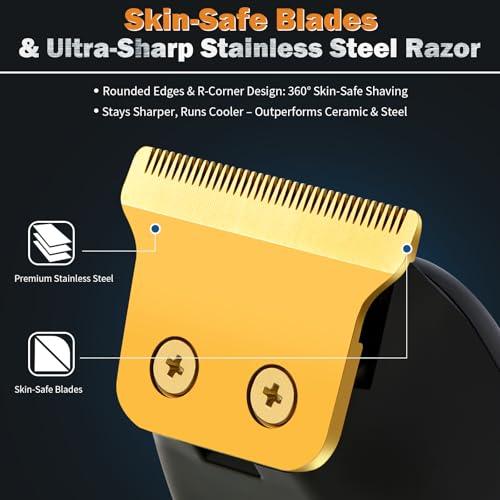 Beard Trimmer for Men - Rechargeable Men's Hair Clippers & Razor, Cordless Hair Trimmer for Face, Neck, Groin & Manscaping, Ideal Gift for Men, Black