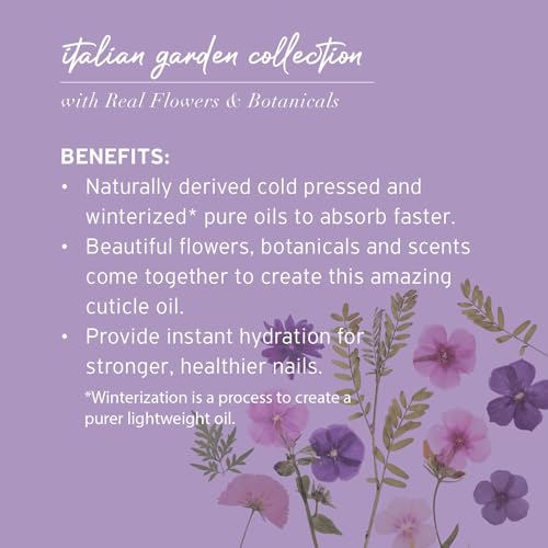 Cuccio Amalfi Garden Revitalizing Cuticle Oil (63ml) - Natural Moisturizing Skin Moisturizer for Nourishing Hand Care & Healthier Nails - Violet & Delicate Peony