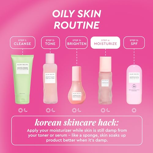 Glow Recipe Pink Juice Water Gel Moisturizer, Korean Gel Moisturizer for Glass Skin, Oil-Free Hydrating Hyaluronic Acid Face Moisturizer for Oily Skin, Non-Comedogenic, Long-Lasting (50ml)