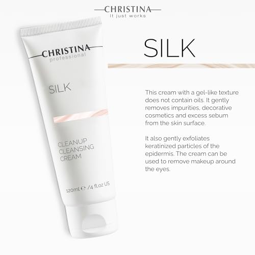 Christina Silk CleanUp Cleansing Cream for Face | Oil-Free Gel Texture, Relieves Irritation, Moisturizing Effect, Suitable For Dry & Sensitive Skin | 24-Hour Care, Ideal for Face Makeup Removal 120ml