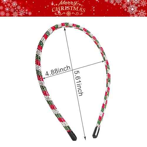 Gem Headbands Christmas Hairbands Red Green White Diamonds Hair Hoop Xmas Rhinestone Head Bands Headwear Christmas Hair Decoration for Winter Party Cloth Match (01)