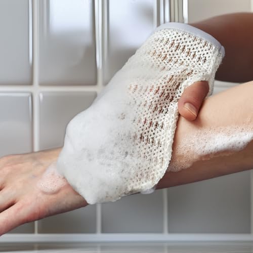 aisen Japan - Handmade Silk Exfoliating Glove with Sericin, Ultra-Gentle Body Wash Mitt for Sensitive Skin, Moisturizing Raw Silk Shower Scrubber, Made in Japan Luxury Bath Gift for Women