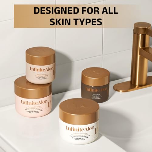 InfiniteAloe Nordic Mud Face Mask Skin Care Treatment, Peat + Charcoal + Aloe Vera + HA Combined, Suitable for All Skin Types - 4oz.