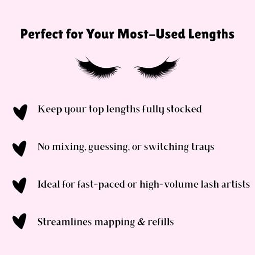 C Curl Single Length Eyelash Extension Trays, Ultra Black Eyelash Extensions, (8mm / 0.05mm), 16 Rows, Classic and Volume Lashing, New Lengths Lash Co.