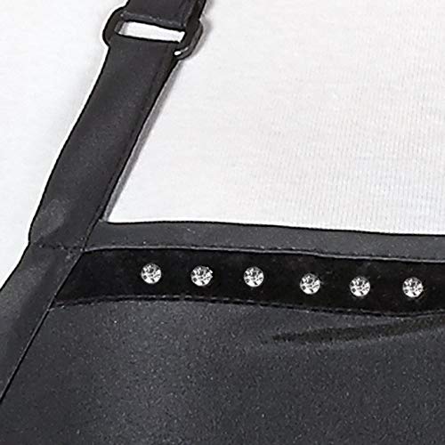 Betty Dain Glitz Salon Stylist Apron, Stylish, Lightweight, Versatile Color with Rhinestone Accents, Wrinkle Free Poly Nylon for Durability, Bottom Zipper Pockets, Adjustable Neck Closure, Black