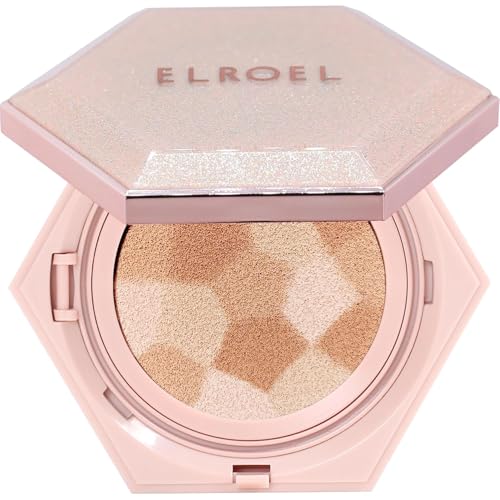 Blending Cushion 4-in-1 Korean Cushion Foundation with Italian Caviar, Collagen & Hyaluronic Acid - 12HR Long Lasting, Hydrating & Age-Defying Makeup Concealer 0.44 oz (#21 Light Beige)