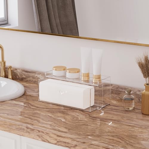 Clean Pad Storage Drawer, Acrylic Pad Dispenser for Clean Skin Club, Square Cotton Pads Holder, Rectangular Cotton Rounds Dispenser