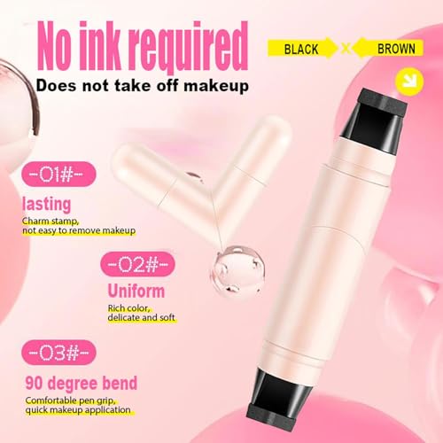 Dulele 2PCS Gel Eyeliner Pencil Set, Foldable Eyeliner Stamp for Perfect Wings, Double-headed Lazy Cat Eye Eyeliners Tool, Waterpoof Black Eye Liner Pencil