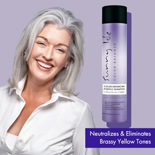 Sunny Isle Color Enhancing Purple Shampoo - Neutralizes Brassy Tones, Unscented - 10.1 Fl Oz