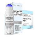 Razor Bump Stopper After Shave Solution for Ingrown Hair and V Shaped Slimming Face Mask - Double Chin Reducer, Face Lift Tape Tightening Mask