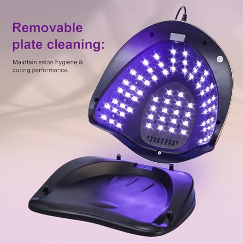 300W Professional Nail Lamp - Fast Curing, Auto Motion Sensor, 4 Timer Settings, 72 LED Even Coverage for Gel Polish - Salon & Home Use