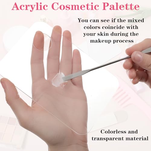 6pcs Professional Makeup Spatula Korean Set Stainless Steel Makeup Palette Acrylic Cosmetic Palette Foundation Spatula Reusable Beauty Tools for Facial Cosmetic Nail Art Pigment Blending