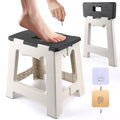 Shower Stool for Shaving Legs, Foot Rest Folding Stool Step with 2 Hooks, Foldable Waterproof Plastic Corner Shower Foot Rest for Pedicure Shave Legs (Gray)