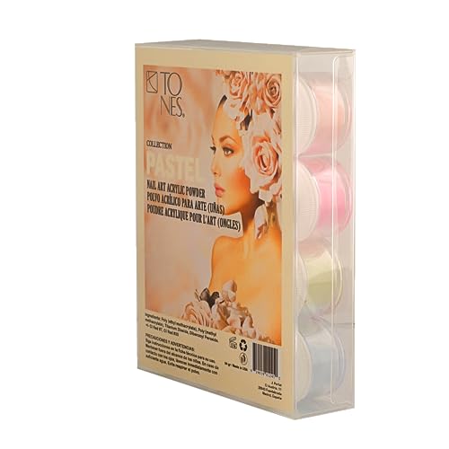 TONES Acrylic Nail Powder Collection - Advanced Formula for Flawless, Brilliant Art with Enhanced Pigmentation & Strong Grip | Set of 12 Colors (Pastel)
