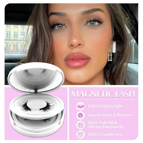 Eloria Magnetic Lashes with Applicator, 2026 New Upgrade Reusable Hunnyfit Magnetic Eyelashes Natural Look, Wispy False Lashes Kit, No Glue Needed Easy to Wear and Remove (Camellia+Natural+Iris)