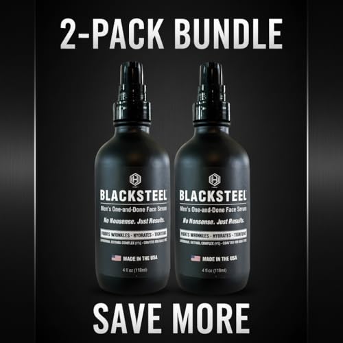 BLACKSTEEL Men¡¯s Anti-Aging Face Serum with Retinol & Hyaluronic Acid | 4 oz (2-Pack)