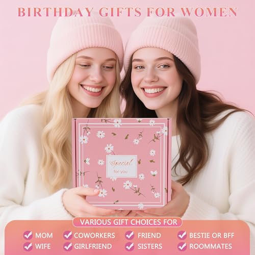Birthday Gifts for Women Friendship, Pink Relaxing Spa Gifts Basket Set for Women, Self Care Gifts Unique Happy Birthday Gift Idea for Mom Her Best Friends Sister Wife Girlfriend Coworker Teacher