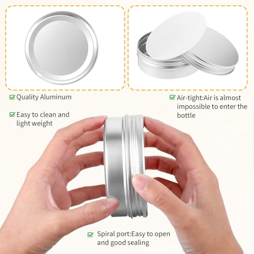 4 oz Tins with Lids, 30 Pack 4oz Tins Wide Mouth Aluminum Tin Cans, Durable Salve Containers Round Metal Tin with Lid,Candles or Salve(Silver)
