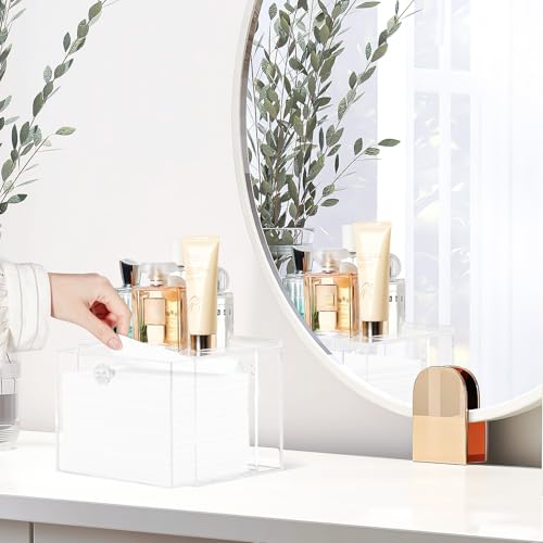 Disposable Face Towel Container Box with Drawer, Acrylic Storage Containers Compatible with Clean Skin Club Clean Face Towels, Clear Makeup Organizer for Face Towel (Excluding Facial Towels)