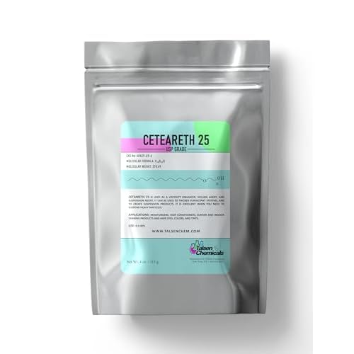 Ceteareth-25 Powder Emulsifier and Surfactant for Cosmetics and Personal Care Products, Ceteareth-25 (4 Ounce / 113 grams)
