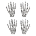 Skeleton Hands Temporary Tattoos - 4 Pairs of Creepy Left & Right Hand Fake Tattoos for Halloween, Scary Moving Joints Waterproof Skin Stickers for Costume Party