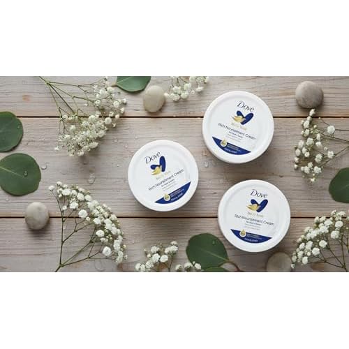 Dove Nourishing Body Care, Face, Hand, and Body Rich Nourishment Cream for Extra Dry Skin with 48-Hour Moisturization, 3-Pack, 5.07 Oz Each Jar