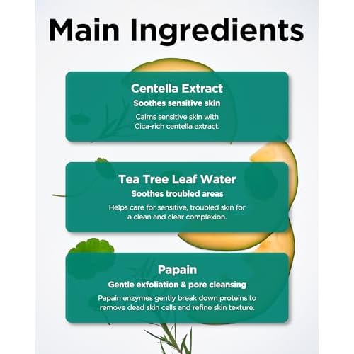 TOCOBO Cica Calming Powder Wash ? Korean Enzyme Face Cleanser with Cica, Tea Tree & Papain ? Hypoallergenic Low pH Powder Cleanser for Sensitive Skin, Pore Purifying & Exfoliating,. 1.69 oz.