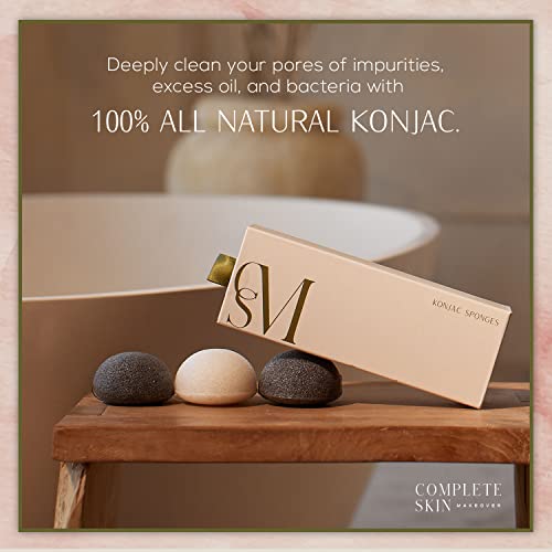 CSM Body Brush & Konjac Sponges (3-Pack) Bundle - Wet or Dry Body Brush - Reduce The Appearance of Cellulite, Dry Skin. Improves Circulation Facial Sponges - Cleanses Dirt, Oil, Dead Skin, and Makeup