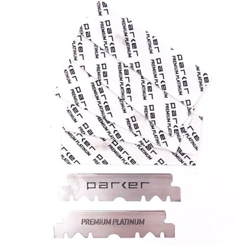 Parker SRXBLK Professional Stainless Steel Clip?Style Barber Razor ? Heavy?Duty Black Finish with 5 Refill Blades, Ergonomic Weight for Barbers & Straight Razor Shaving Enthusiasts