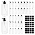 35 Pcs 16 oz Empty Plastic Pump Bottles Black Pumps with 3 Labels Refillable Lotion Shampoo Containers Clear Square Lotion Dispenser for Liquid Soap, Massage Oil, and Face Cream