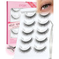 EMEDA Self Adhesive Eyelashes Natural Look No Glue Eyelashes 10mm Pre glued Waterproof Glueless No Glue Needed Reusable Stick on False Strip Lashes Easy for Beginner(L08 with Tweezers)