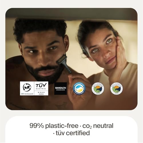 Pro ? Plastic-Free Razor | 1 Handle + 2 Plastic-Free Cartridges With 5 Precision Blades | (Face)
