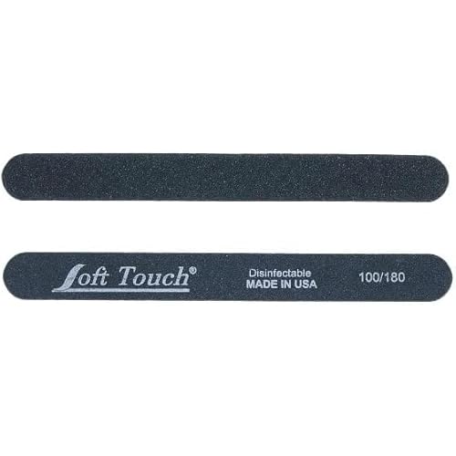 Soft Touch Nail File, 100/180 Grit Double Sided, Black Cushion, for Natural or Artificial Nails, 7 Inch | 25 Pieces