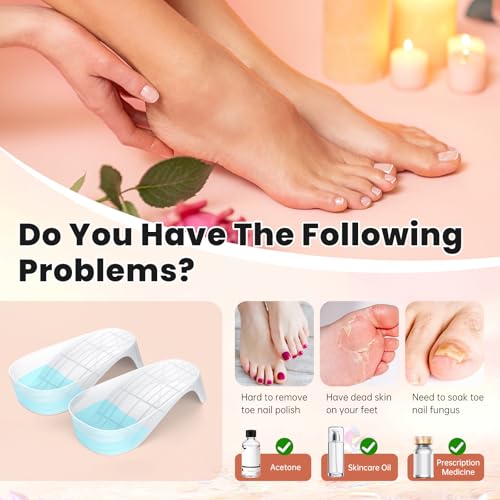 Hand Toe Nail Soaking Bowl: 12PCS Large Size Hand & Foot Nail Soak Off Bowl for Nail Lovers - Acetone Proof Toe Soaking Tray with Manciure Pedicure Tools for Dip Powder Gel Polish Remover(Pink, Clear)