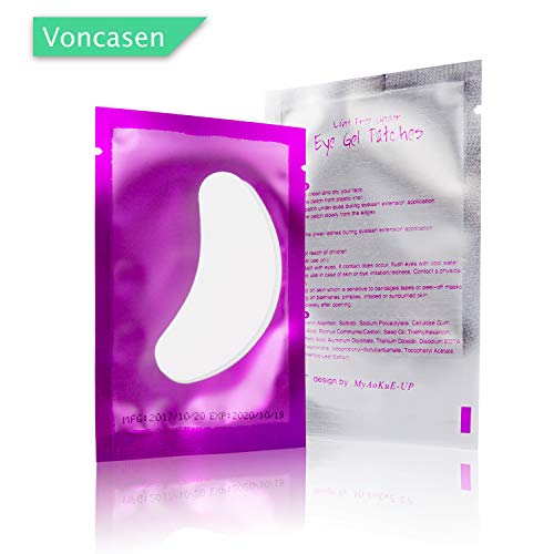 100 Pairs Set Under Eye Pads, Comfy and Cool Under Eye Patches Gel Pad for Eyelash Extensions Eye Mask Beauty Tool (Purple)