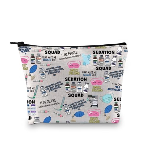 XYANFA Anesthesia Makeup Bag Anesthesiologist Gift Anesthesia Tech Week Gift Technician Gift Anesthetist Nurse Doctor Cosmetic Bag (I LIKE PEOPLE)