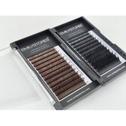 Brown Eyelash Extensions 0.10MM Lashes J B C D Curl 8-14MM Length Mix Size (Brown 0.10 C)