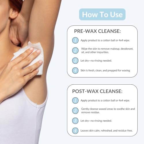 Clean Sweep 2-in-1 Pre & Post Waxing Cleanser ? No-Rinse, Anti-microbial & Moisturizing Formula ? Removes Oil, Dirt & Makeup ? Soothes & Preps Skin for Effective Waxing? 16oz