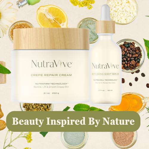 Skin Revival Bundle: Crepe Repair Cream (8.1 Oz) & Anti-Aging Night Serum (1.7 Fl Oz) ? Diminish Crepey Skin, Fine Lines & Wrinkles with Powerful Collagen Boosting Formula
