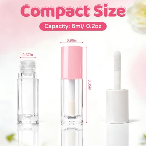 8 Pack Empty Lip Gloss Tubes with Wand & Rubber Insert, 6ml Refillable Clear Plastic Lipgloss Containers with Syringes & Funnel, Portable Leak-Proof Colorful Bottles for DIY Lip Gloss Balms