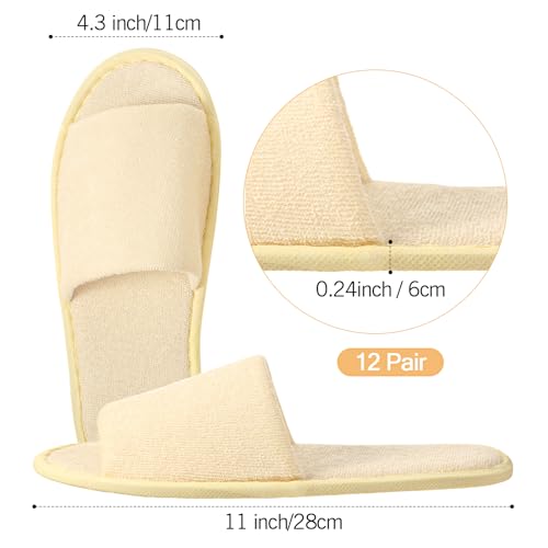 12 Pairs House Slippers for Guests Disposable Open Toe Spa Slippers Unisex Travel Slipper Bulk for Halloween Christmas Wedding Party