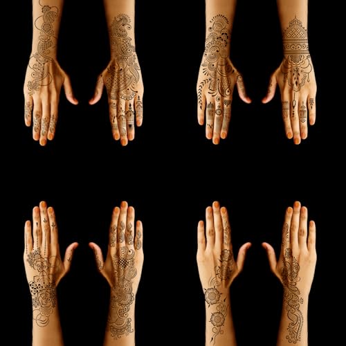 9 Sheet Temporary Tattoo Stencils,Henna tattoo kit Reusable henna Tattoo Sticker Indian Temporary Tattoo Stickers Self Adhesive Tattoo Templates