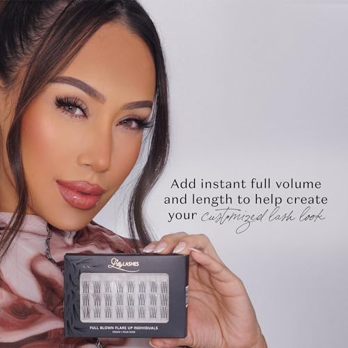 Lilly Lashes Individual Flares, Set of 32 Lash Clusters, 3x Eyelash Clusters Each for Easy Placement, Double Layer Lash Cluster for 3D Glam Look, All Eye Shapes, Eyelash Cluster Lash Glue not Included