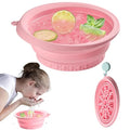 Silicone Face Ice Bath Bowl bowl with Built-In Icetray,Silicone and Foldable Face Tub,Ice Bath Water Chiller,Skin Tightening and Acne Relief for Home & Travel (Pink)