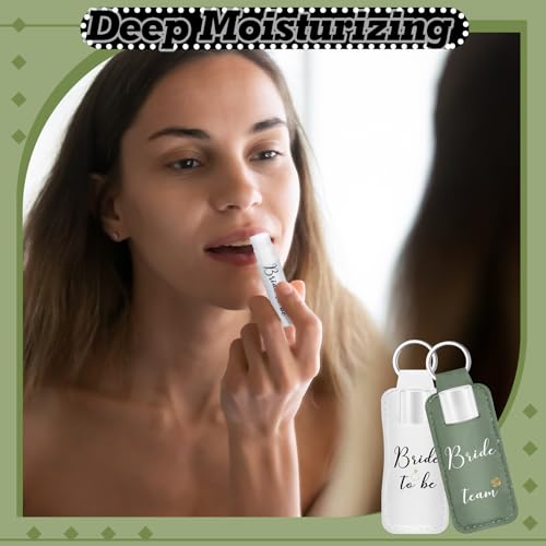 24 Pcs/12 Set Bride and Bridesmaid Lip Balm Gifts Bulk 11 Pack Bridesmaid Themed 1 Pcs Bride Themed Each One Has 1 Pouch Bachelorette Party Supplies Wedding Gifts(White, Sage Green)